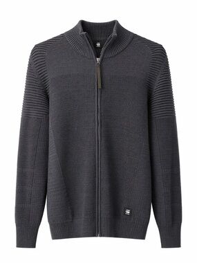 G-Star RAW Men's Navy-Blue Zip-Front Knit Sweater